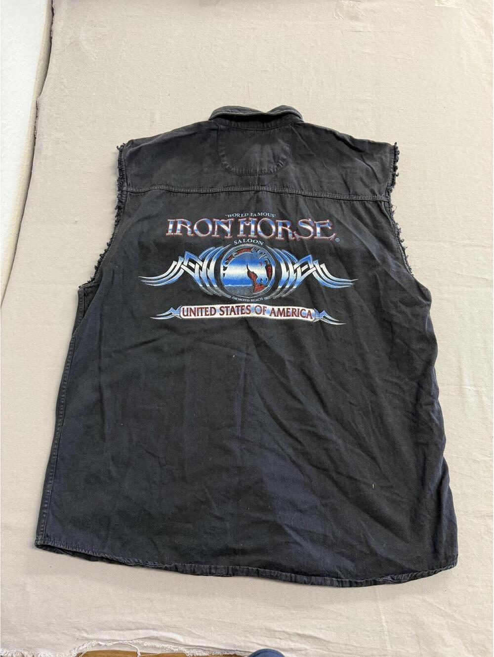 Biker Vest Iron Horse Saloon Ormond Beach Florida Button XL
